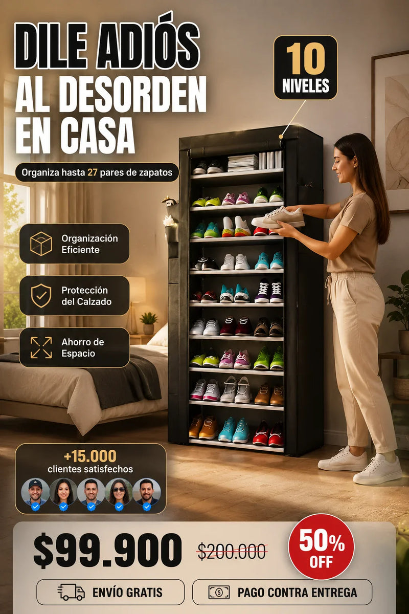 Zapatero 10 Niveles Con Cremallera